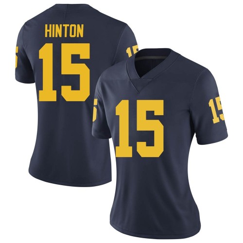 Christopher Hinton Michigan Wolverines Women's NCAA #15 Navy Limited Brand Jordan College Stitched Football Jersey YTU6754MM